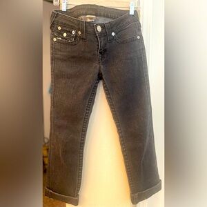 True‎ Religion Ctopped Washed Black Denim Jeans size 28